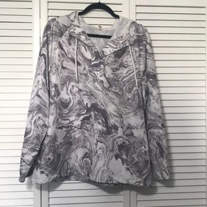 Marble print windbreaker with hood